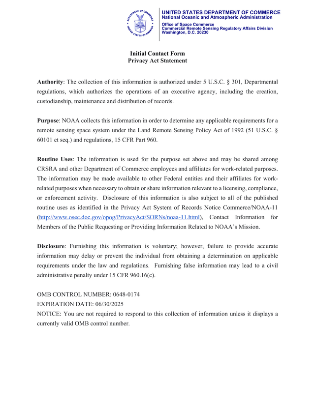 Initial Contact Form screenshot