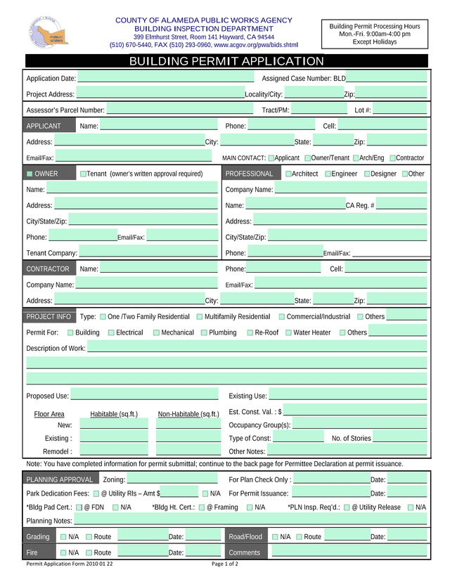 Building Permit Application screenshot