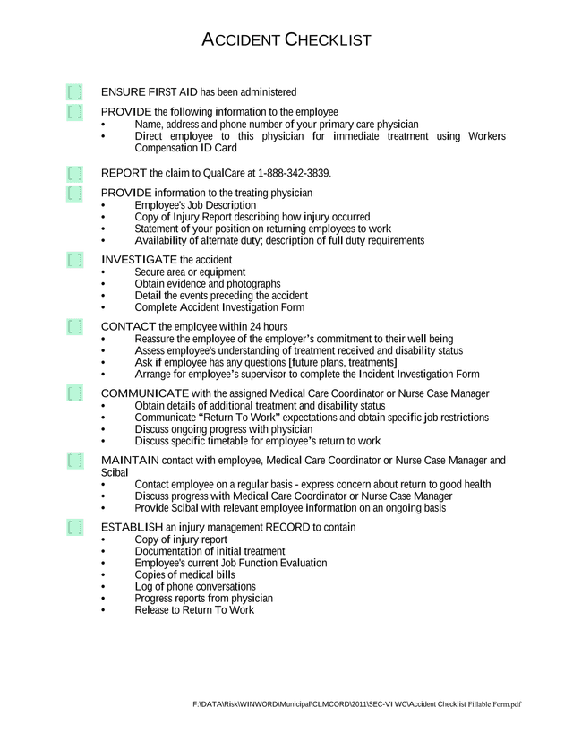 Accident Checklist screenshot