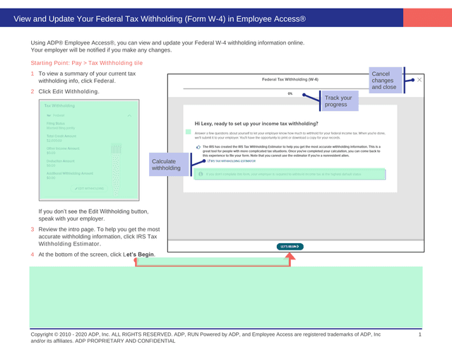 View And Update Your Federal Tax Withholding (Form W 4) In Employee Access screenshot