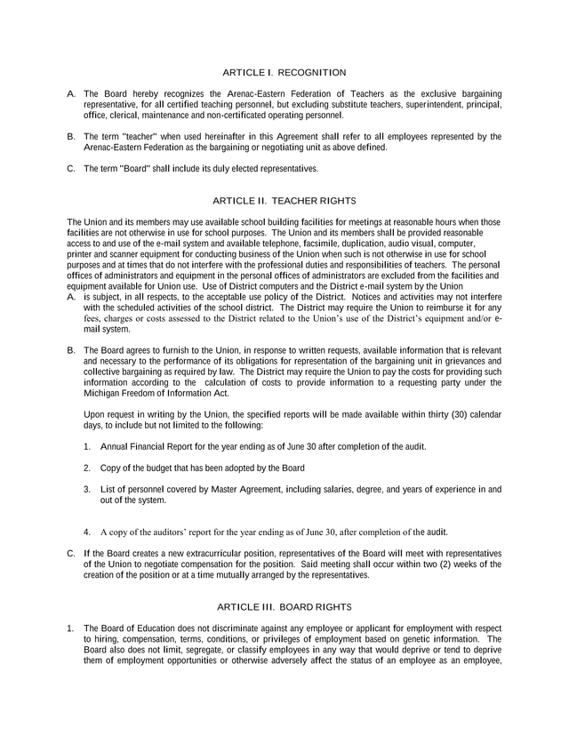 Collective Bargaining Agreement screenshot
