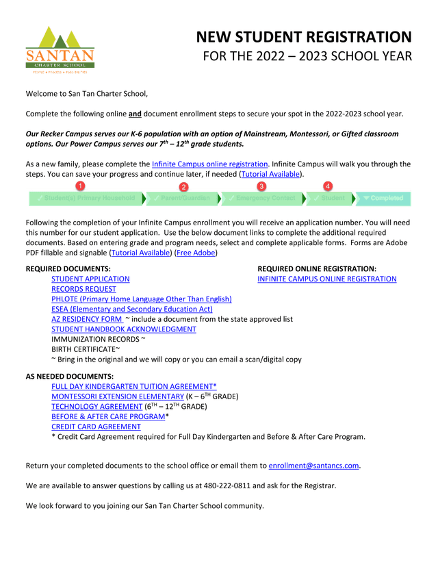 NEW STUDENT REGISTRATION FOR THE 2022  2023 SCHOOL YEAR screenshot