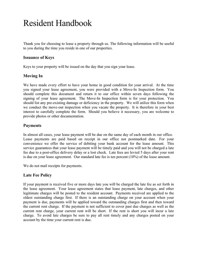 Resident Handbook screenshot