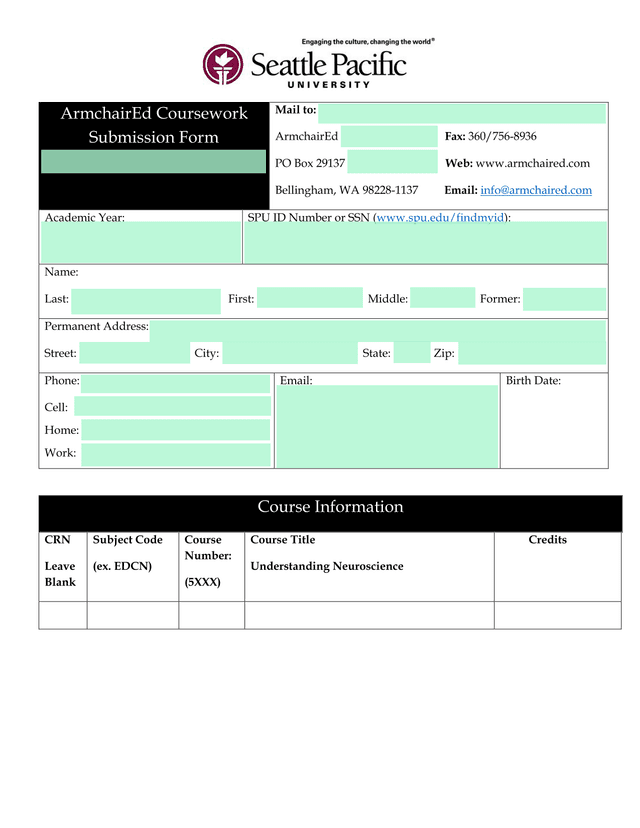 ArmchairEd Coursework Submission Form screenshot