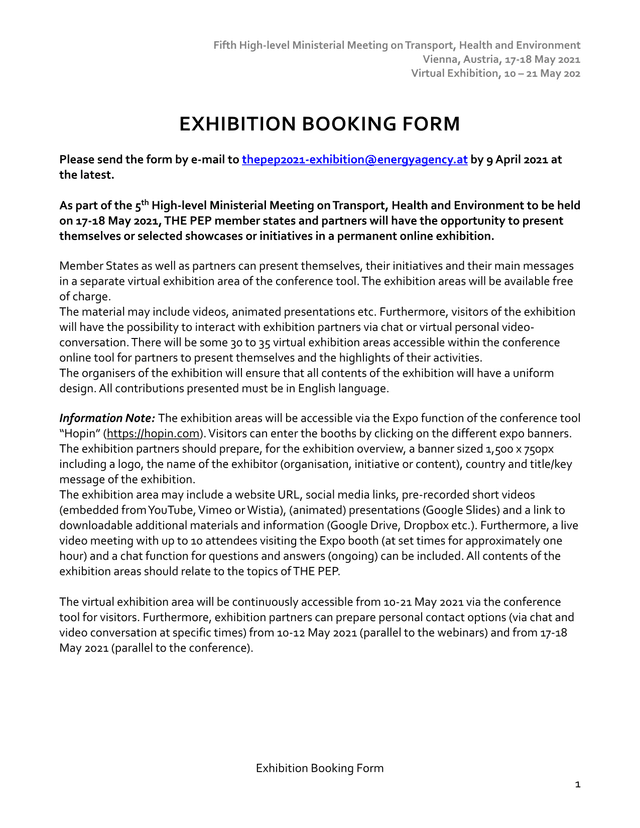 Exhibition Booking Form screenshot