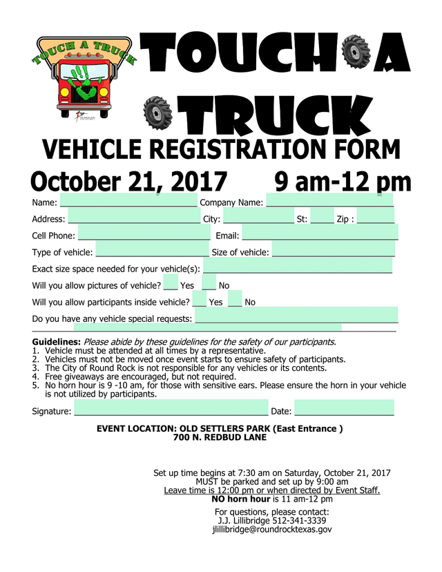 Vehicle Display Registration Form screenshot