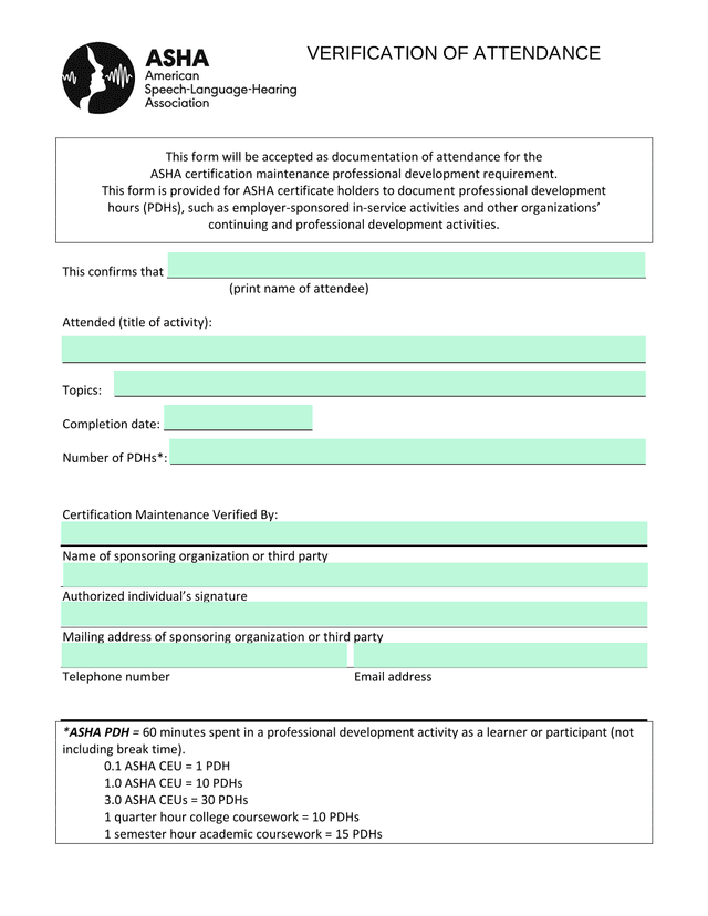 VERIFICATION OF ATTENDANCE screenshot