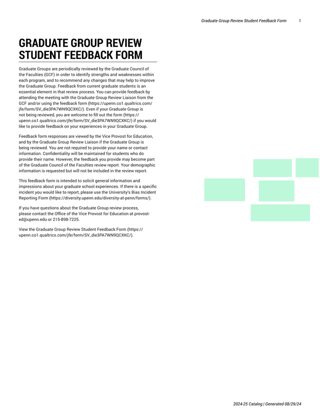 Graduate Group Review Student Feedback Form screenshot