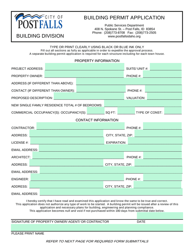 Building Permit Application screenshot