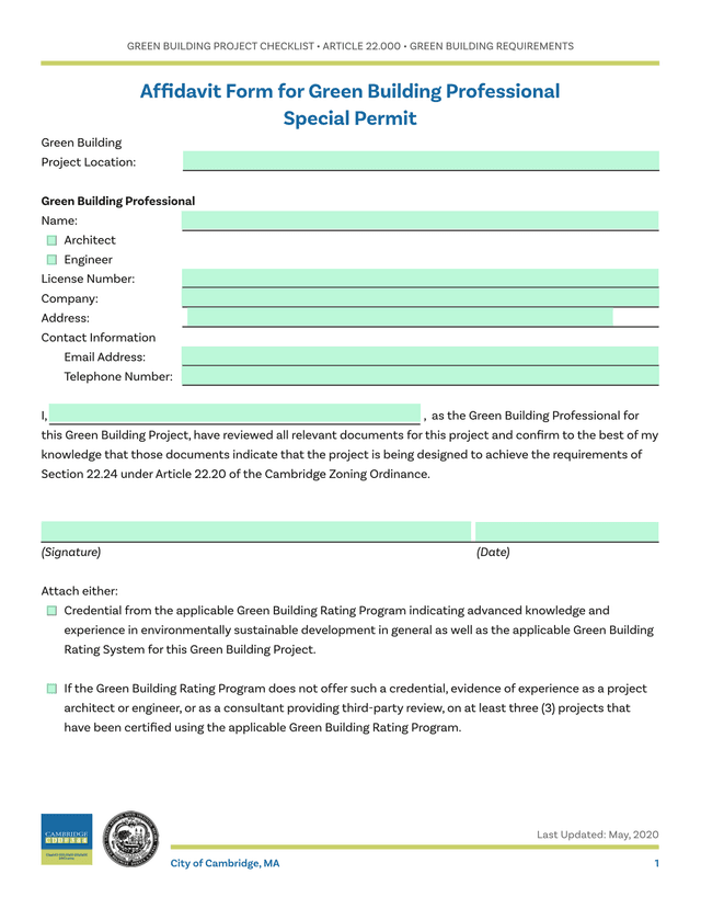 Green Building Project Checklist screenshot
