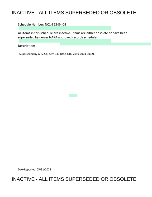 REQUEST FOR RECORDS DISPOSITION AUTHORITY screenshot