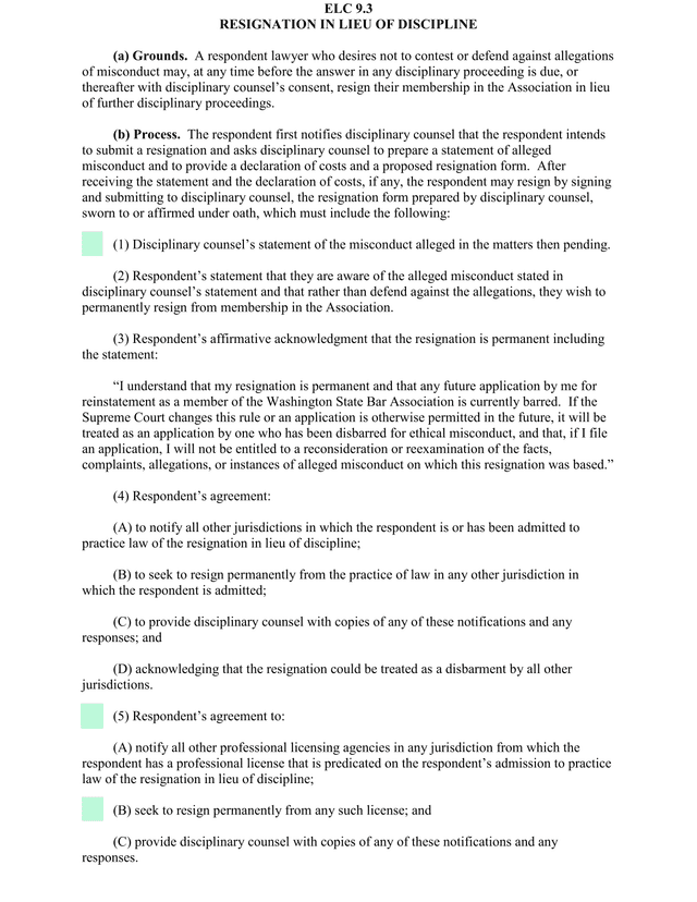 ELC 9.3 Resignation In Lieu Of Discipline screenshot