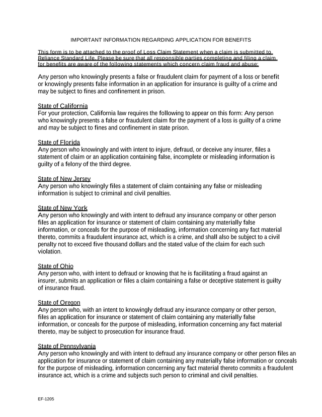 Application For Benefits   Fraud Warning screenshot