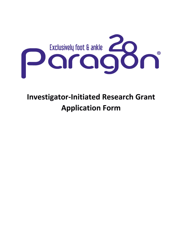 Investigator Initiated Research Grant Application Form screenshot