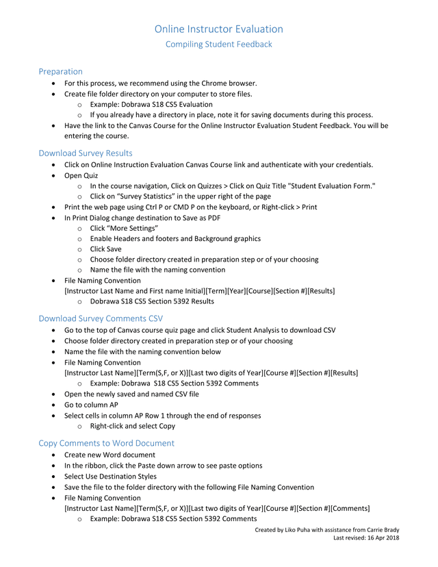Online Instructor Evaluation screenshot