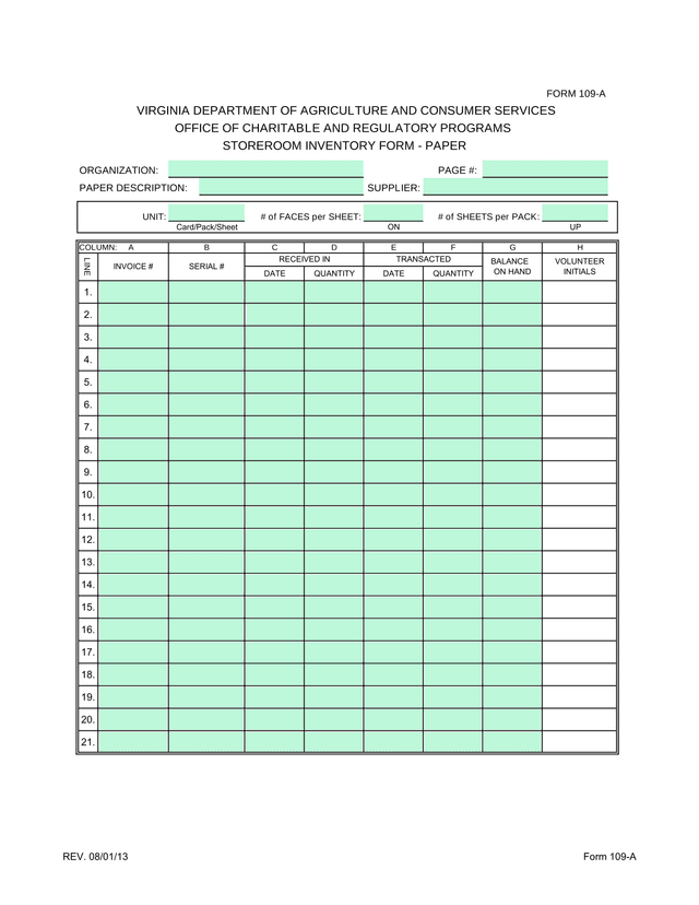 Form 109 A screenshot