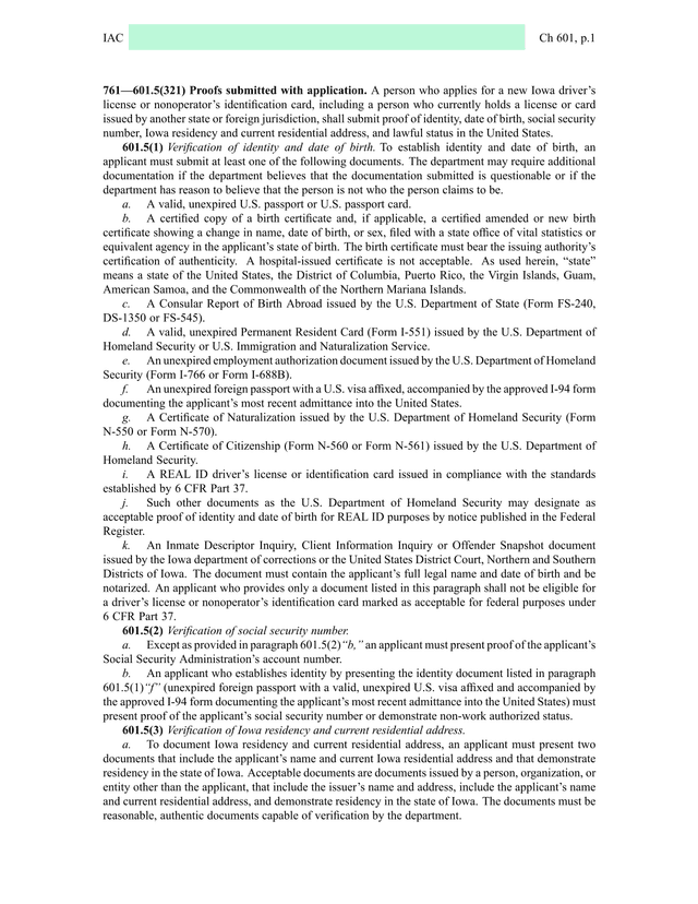 Iowa DriverS License Application Proof Requirements screenshot