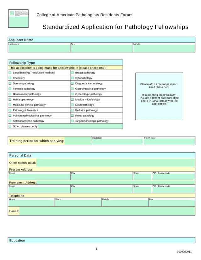 Standardized Application For Pathology Fellowships screenshot
