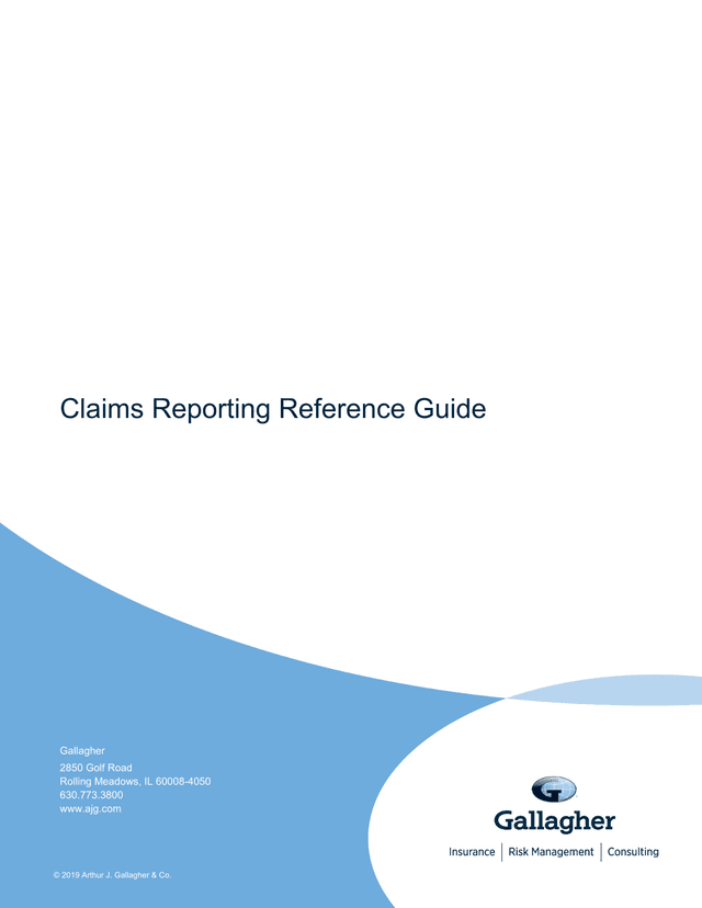 Claims Reporting Reference Guide screenshot