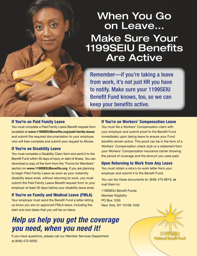 When You Go On LeaveMake Sure Your 1199SEIU Benefits Are Active screenshot