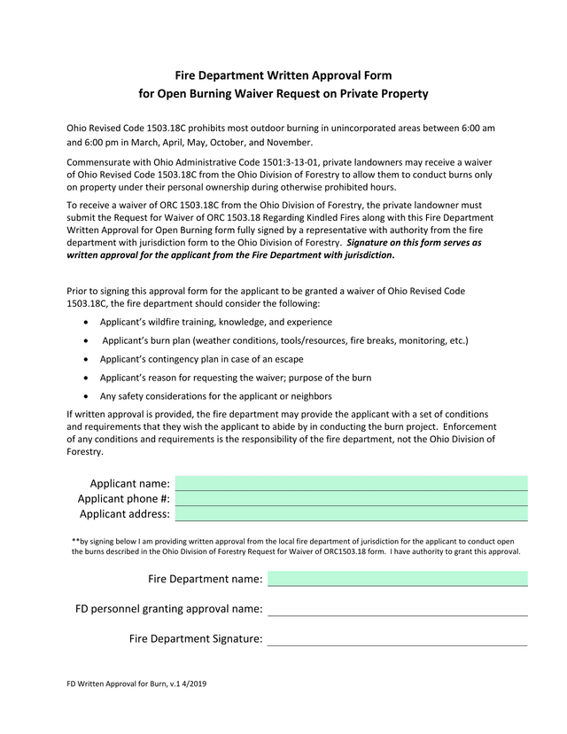 FD Written Approval For Burn, V.1 42019 screenshot
