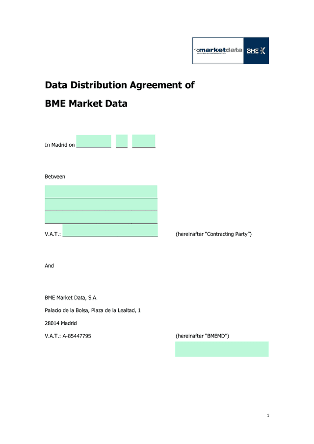 Data Distribution Agreement Of BME Market Data screenshot
