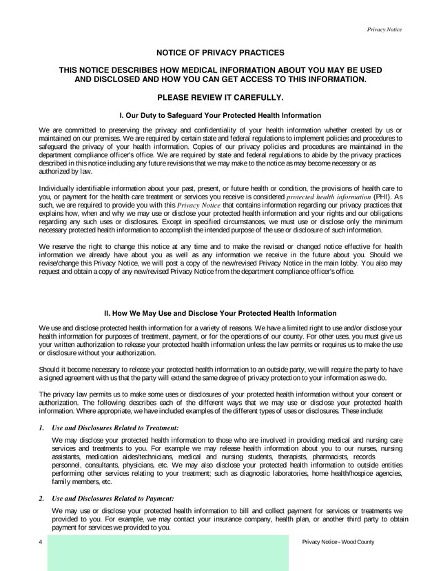 Notice Of Privacy Practices screenshot