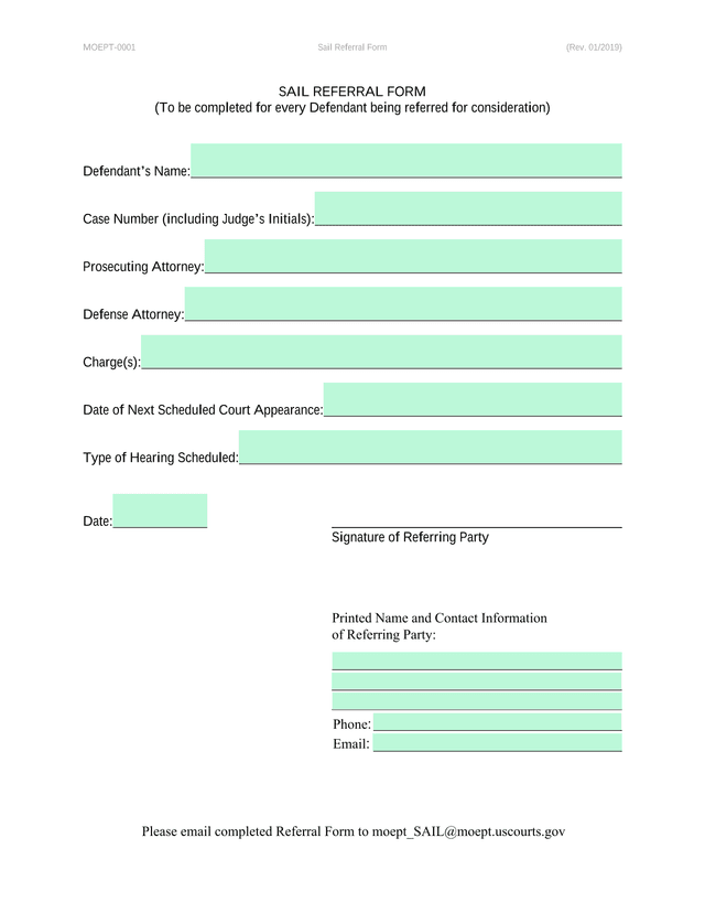 SAIL Referral Form screenshot