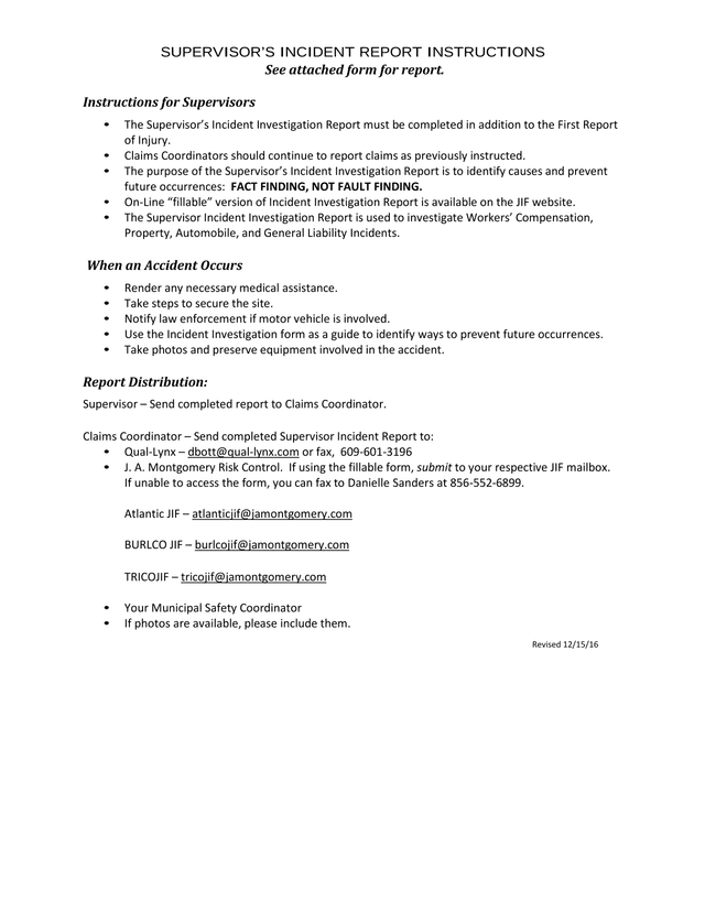 SupervisorS Incident Report Instructions screenshot