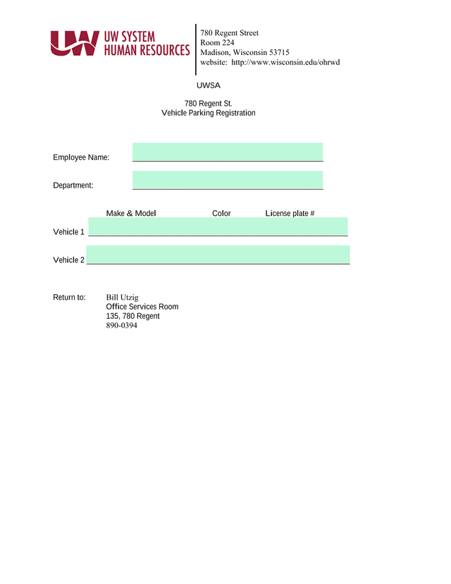 Vehicle Parking Registration screenshot