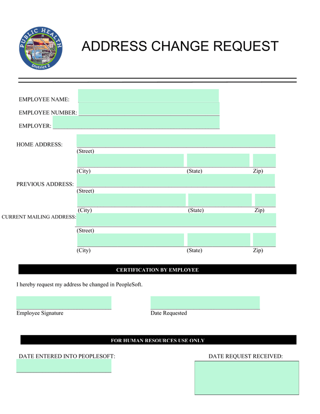Address Change Request screenshot