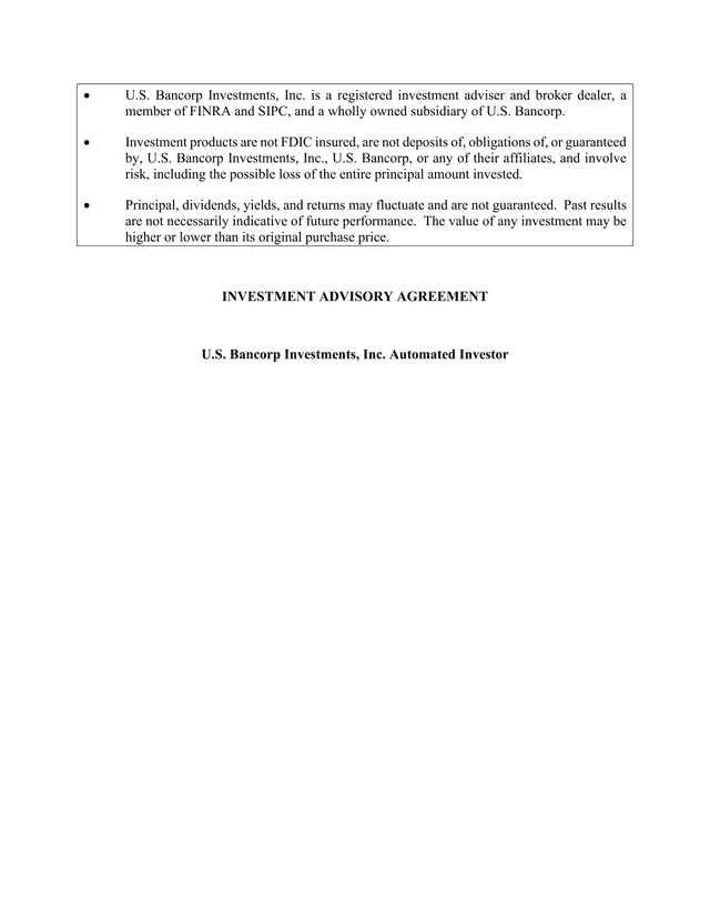 Investment Advisory Agreement screenshot
