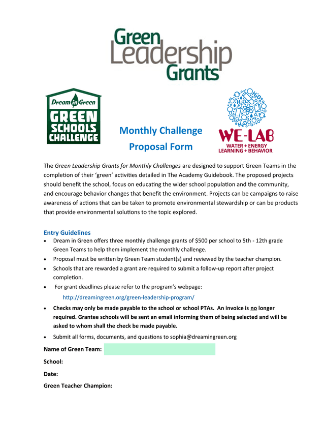 Monthly Challenge Proposal Form screenshot
