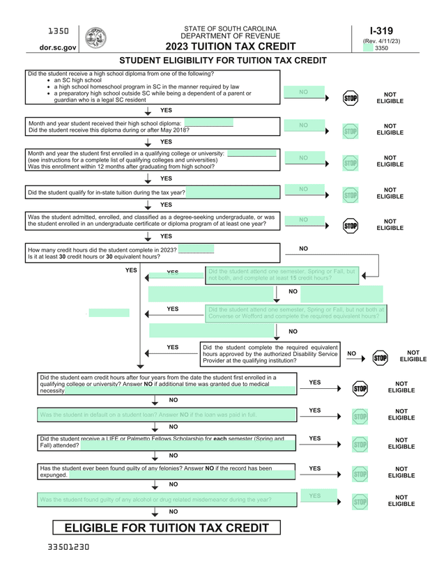 Tuition Tax Credit Eligibility Worksheet screenshot