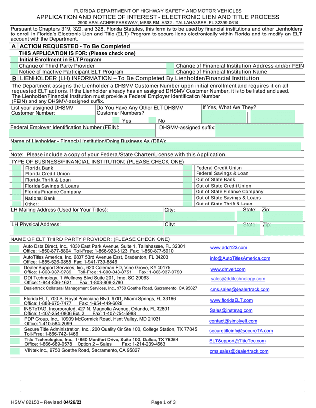 APPLICATION AND NOTICE OF INTEREST   ELECTRONIC LIEN AND TITLE PROCESS screenshot