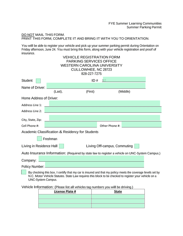 Summer Parking Permit screenshot