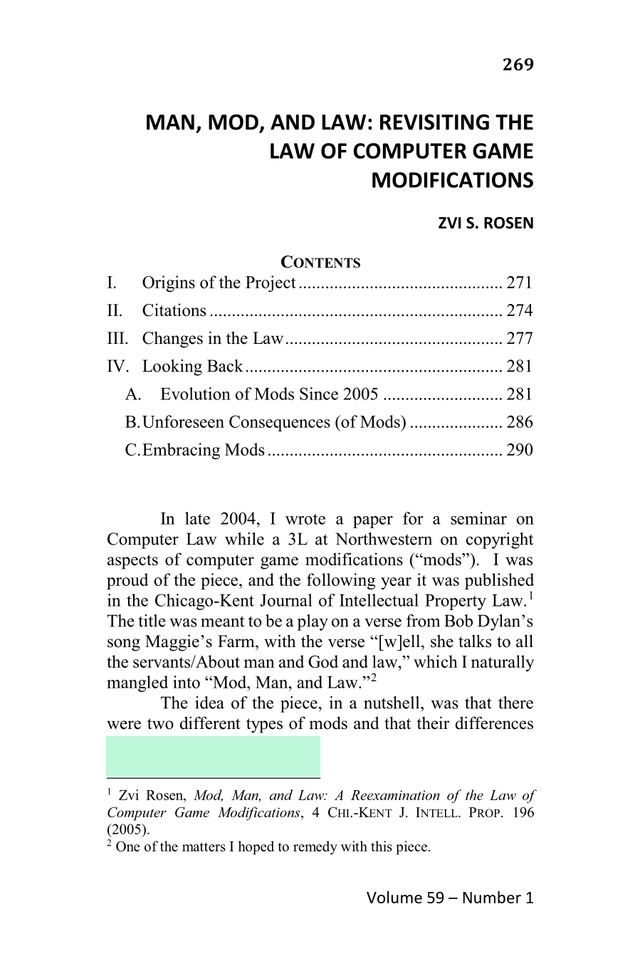 MAN, MOD, AND LAW REVISITING THE LAW OF COMPUTER GAME MODIFICATIONS screenshot