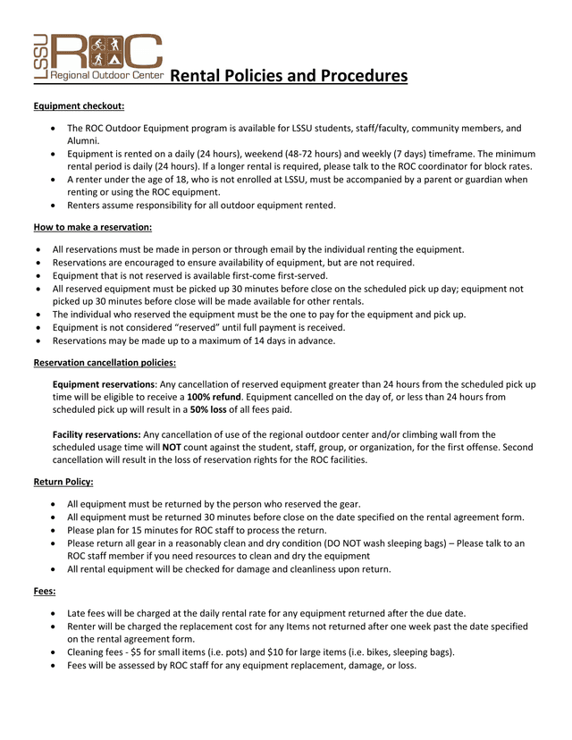 Rental Policies And Procedures screenshot