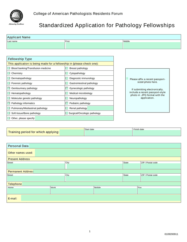 Standardized Application For Pathology Fellowships screenshot