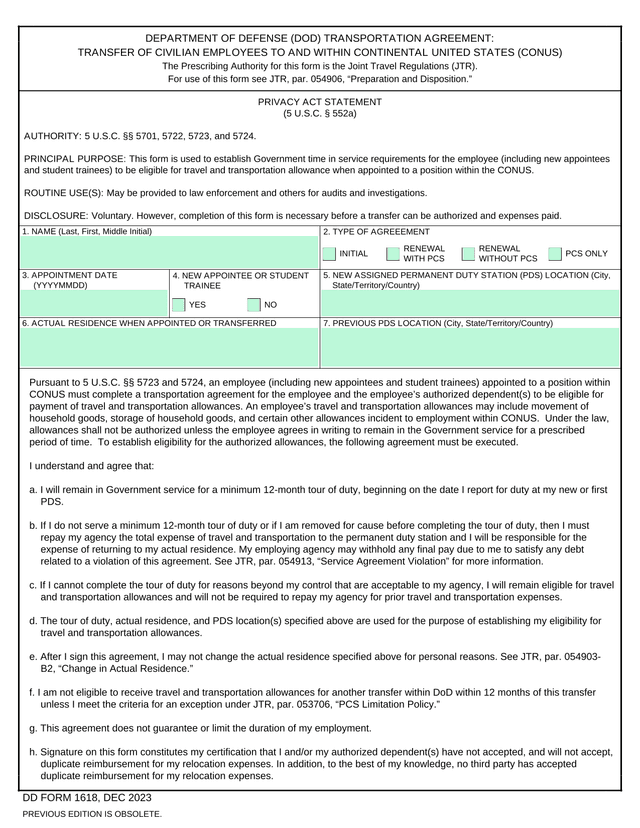 DD FORM 1618, DEC 2023 screenshot