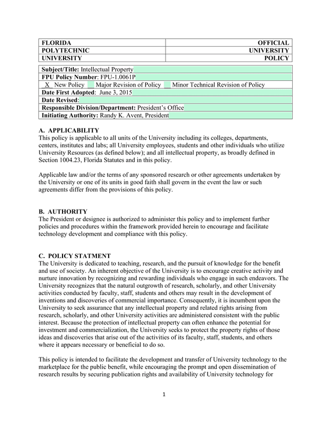 Intellectual Property Policy screenshot