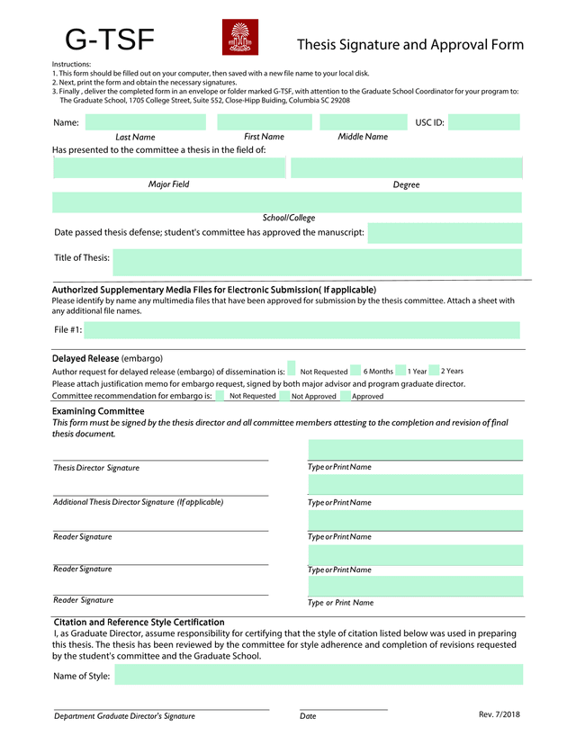 G TSF Thesis Signature And Approval Form screenshot