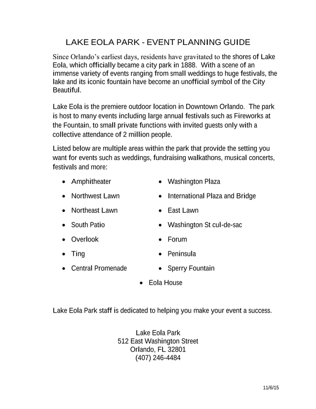 Lake Eola Park   Event Planning Guide screenshot