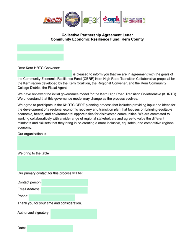 Collective Partnership Agreement Letter screenshot
