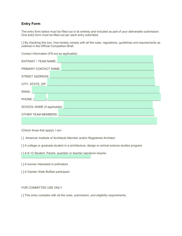 Entry Form screenshot