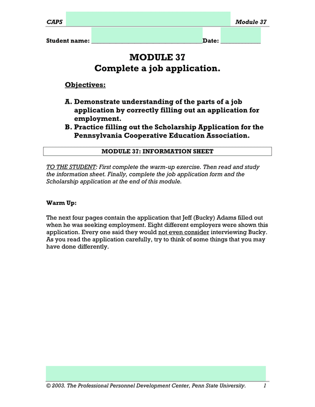 Application For Employment screenshot