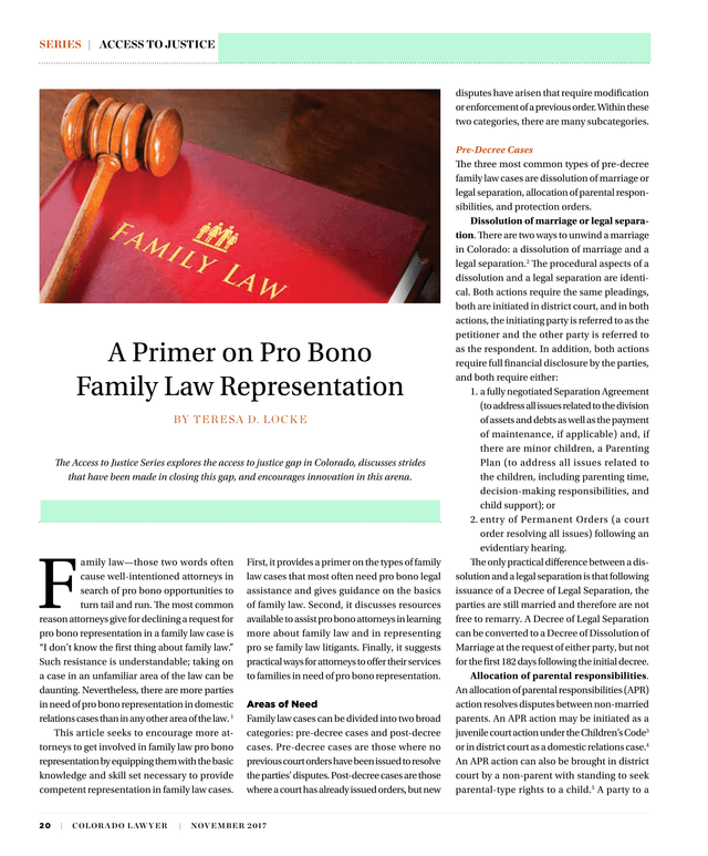 A Primer On Pro Bono Family Law Representation screenshot