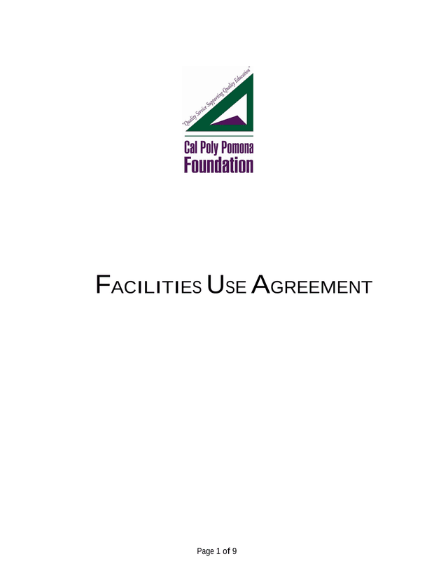 FACILITIES USE AGREEMENT screenshot