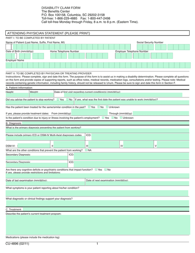 Attending Physician Statement screenshot