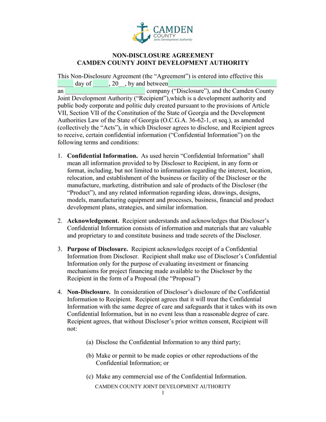 Non Disclosure Agreement screenshot